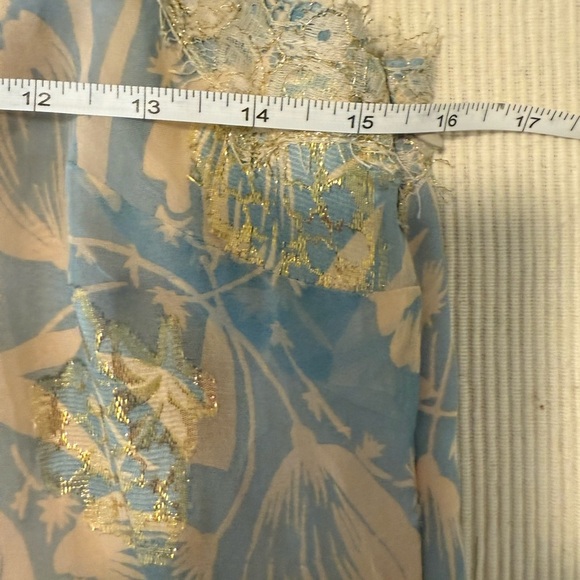 Anna Sui Silk Blend Boho Patchwork Slip Dress Size 2 – Floral Lace Trim Midi - Picture 8 of 12